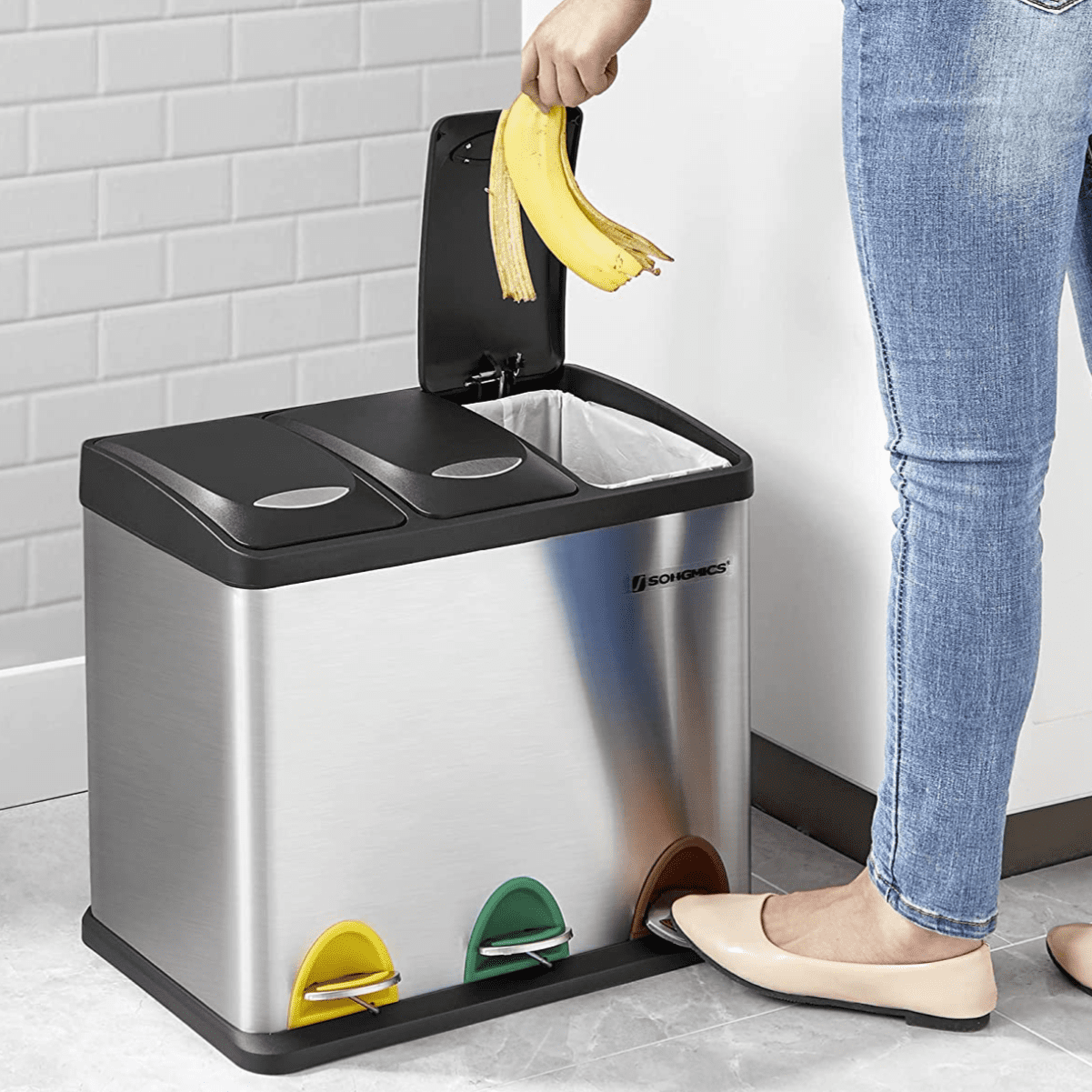 Cestino Per Carta Fix 60 Litri – Da Appendere O Appoggiare, Impilabile, Bianco