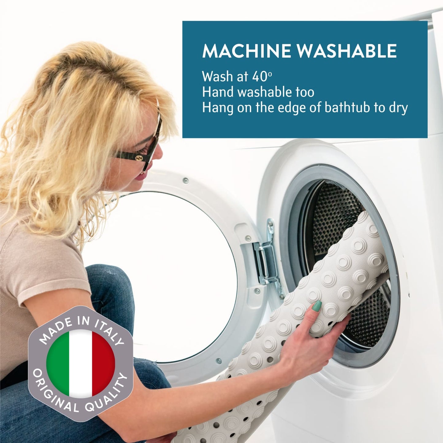 Tappetino Doccia Antiscivolo, Tappetino Bagno Antiscivolo, Grande Tappeto Doccia, Bianco, Tatkraft Detail, 6