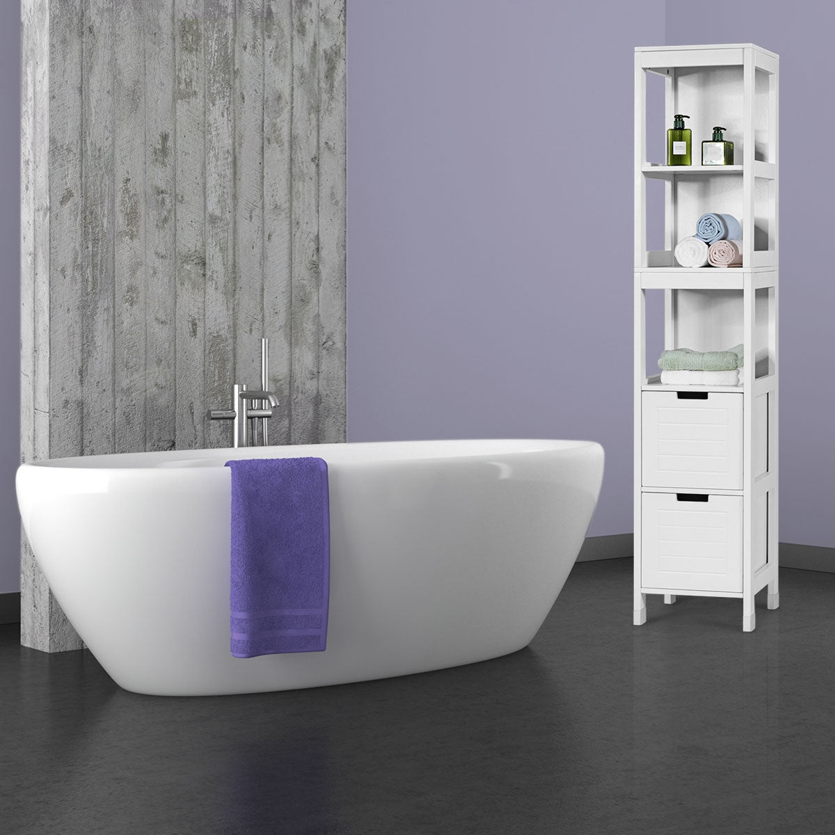 Mobiletto bagno salvaspazio, Armadio bagno, Colonna bagno salvaspazio, Armadietto bagno, Bianco, Costway, 3