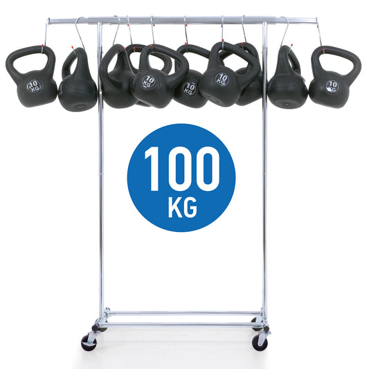 Tatkraft Danko & Anwalt - Appendiabiti con ruote + Сopri stand appendiabiti, Portata Fino 100kg, Stender Appendiabiti, 91-130x45x160cm Acciaio Cromato