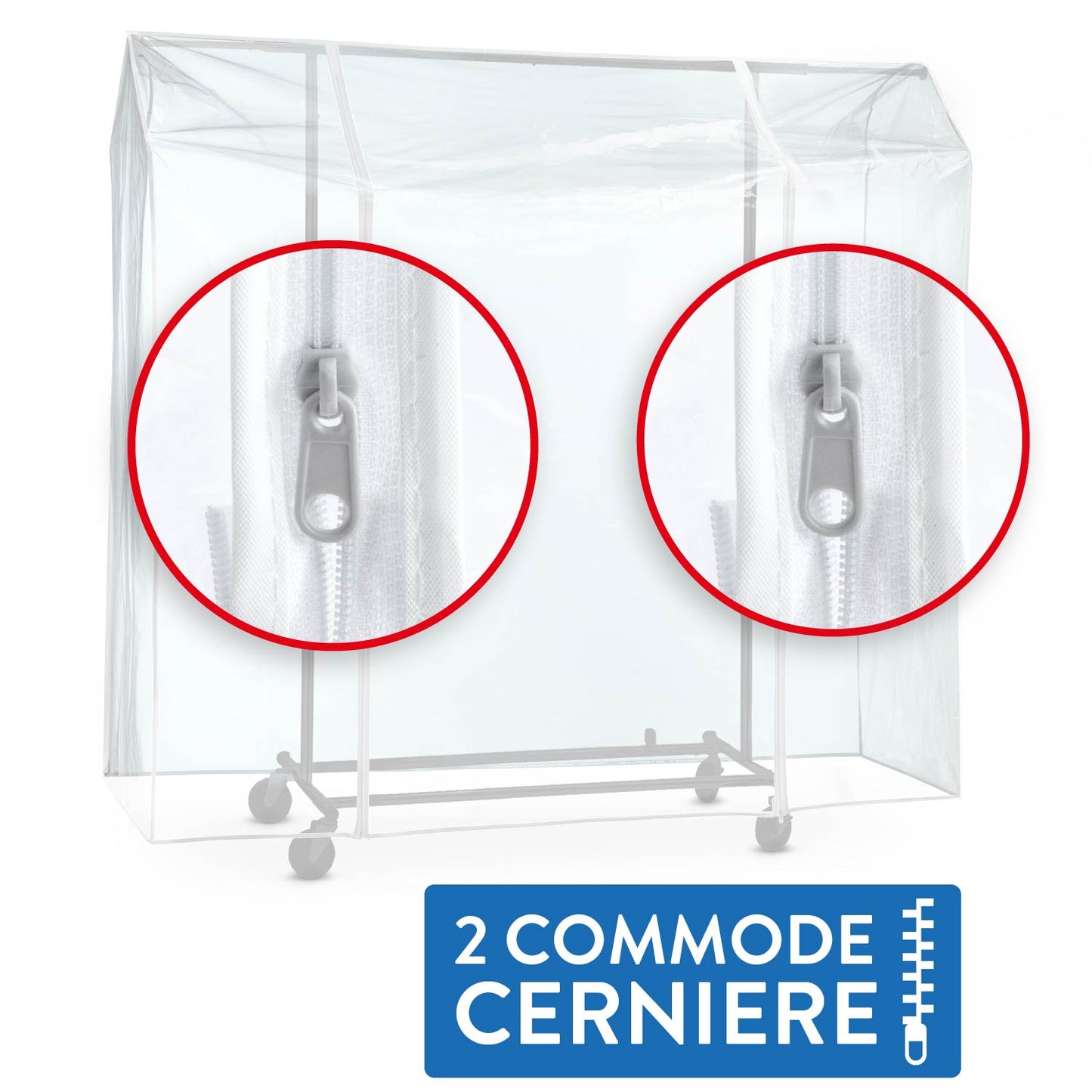 Сopertura stand appendiabiti, trasparente, 155×60×160 cm, 2 cerniere, impermeabile, protezione contro la polvere e i raggi UV, Tatkraft Schild, 3