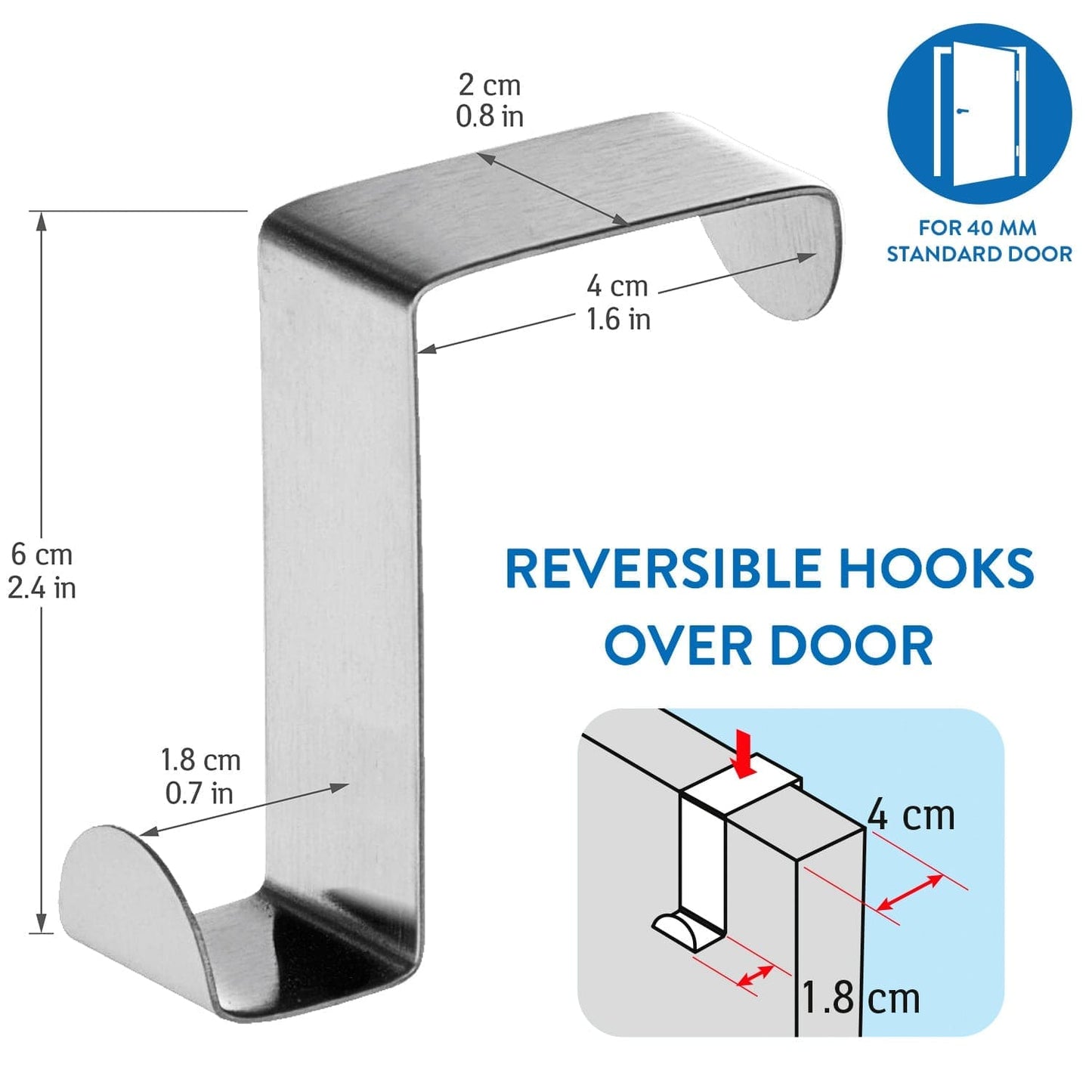 Tatkraft Seger - ganci per porte in acciaio inossidabile, set di 6 ganci porta asciugamani, 1