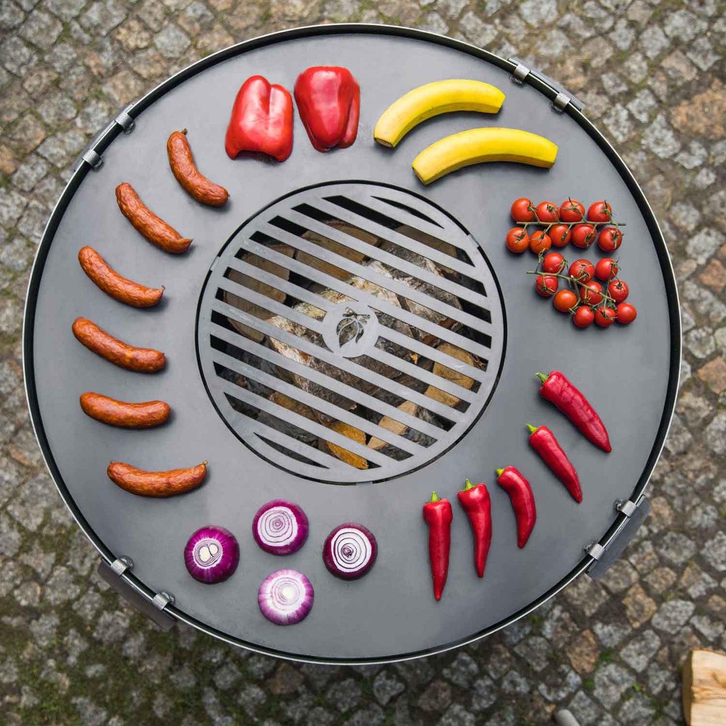 Piastra per braciere con griglia e 4 maniglie, Barbecue, bistecchiera, Cook King, 6