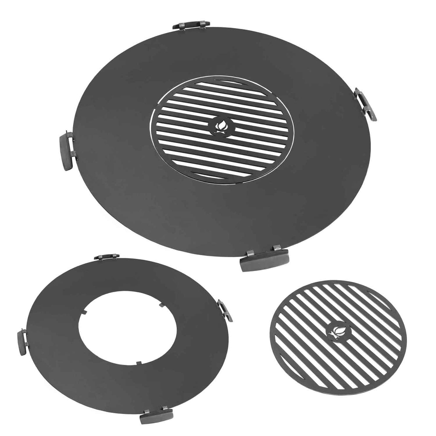 Piastra per braciere con griglia e 4 maniglie, Barbecue, bistecchiera, Cook King, 3