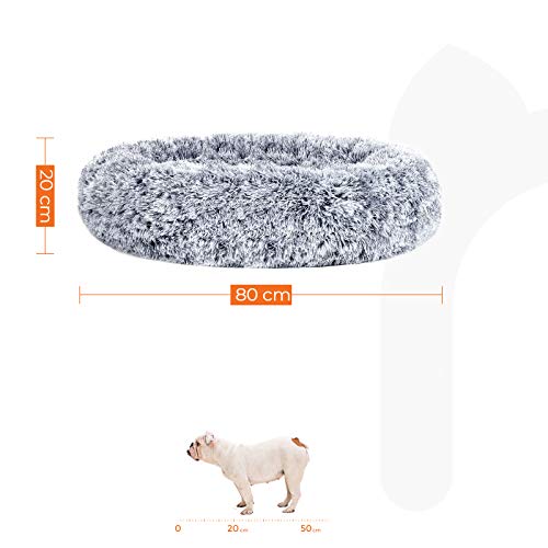 Letto per cani, Lettino per cani, Cuscino per Cani, Peluche Lungo, Diametro di 80 cm, Imbottitura Morbida, Feandrea, 5