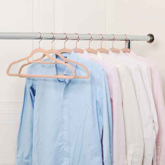 Grucce, in Velluto, 50 Pezzi, Grucce per Abiti, 43,5cm, Porta Cravatte, Gancio Girevole, Grucce per Pantaloni, Rosa, , Songmics, 2