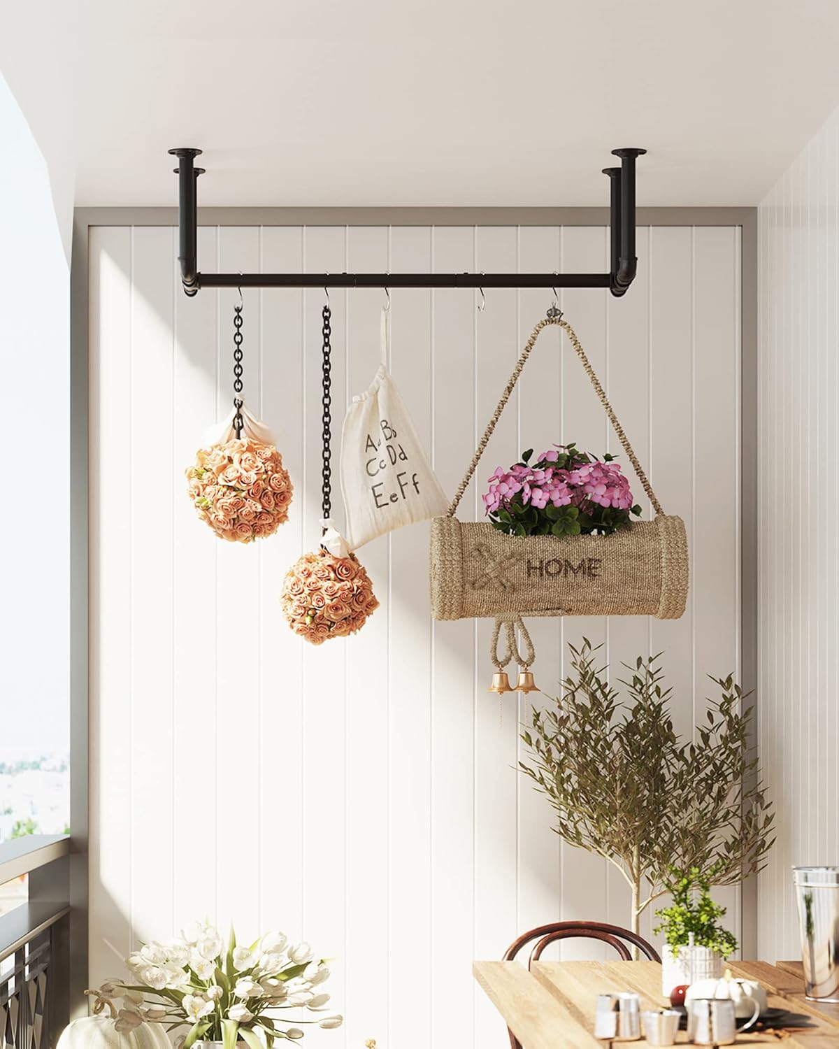 Attaccapanni da Parete, Set di 2, Appendiabiti a Muro, Salvaspazio, Portata di 60 kg, Stile Industriale, Nero, , Songmics, 8