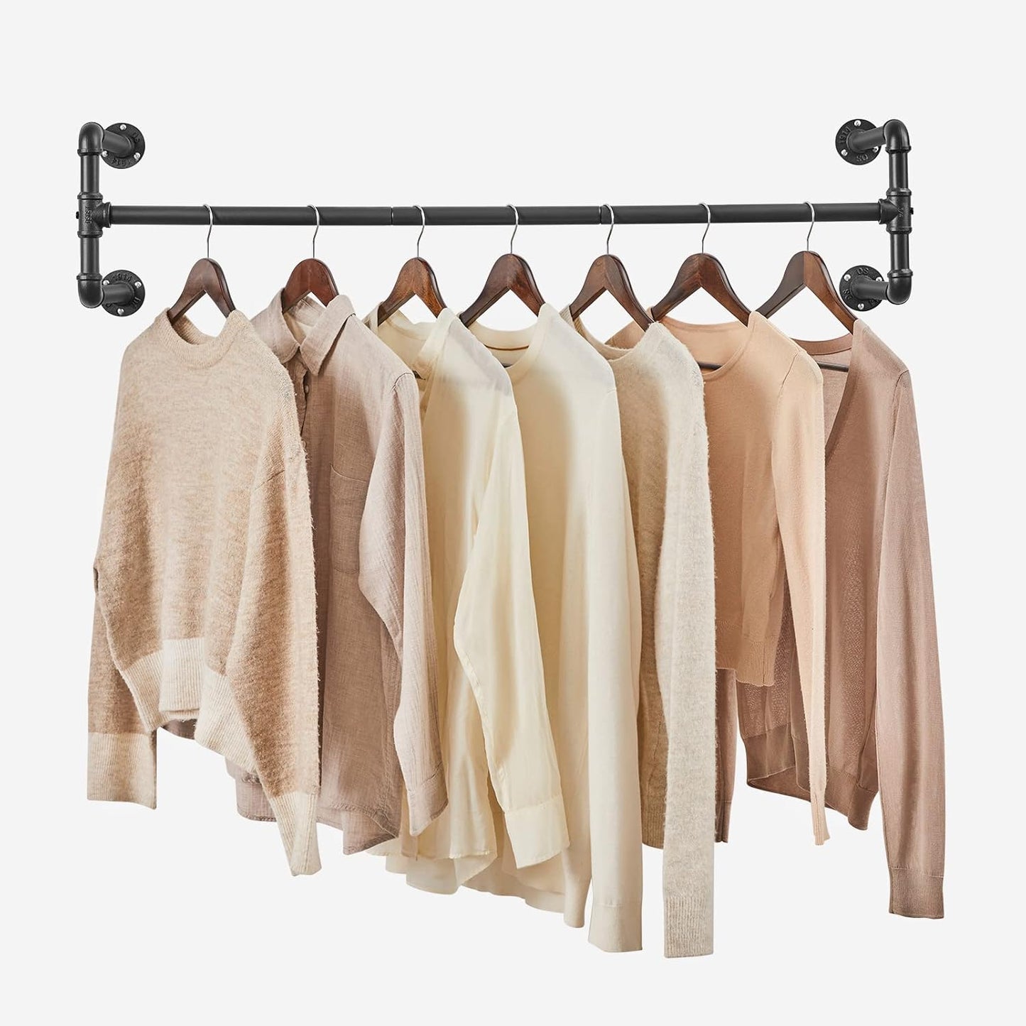 Attaccapanni da Parete, Set di 2, Appendiabiti a Muro, Salvaspazio, Portata di 60 kg, Stile Industriale, Nero, , Songmics, 5