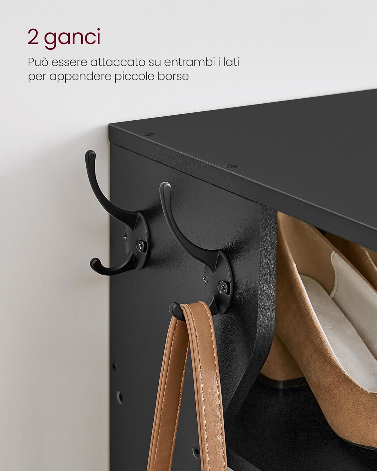 Scarpiera Salvaspazio, Scarpiera Alta, 7 Livelli, Scarpiera Slim, Scarpiera ingresso, con 2 Ganci, Nero, VASAGLE, Vasagle, 6