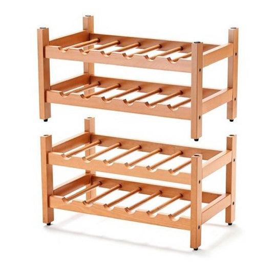 Porta bottiglie vino BIRELLONE, Portabottiglie, Porta bottiglie in legno, 12 spazi, impilabile da 1 a 6, ciliegia, ARIT, 2
