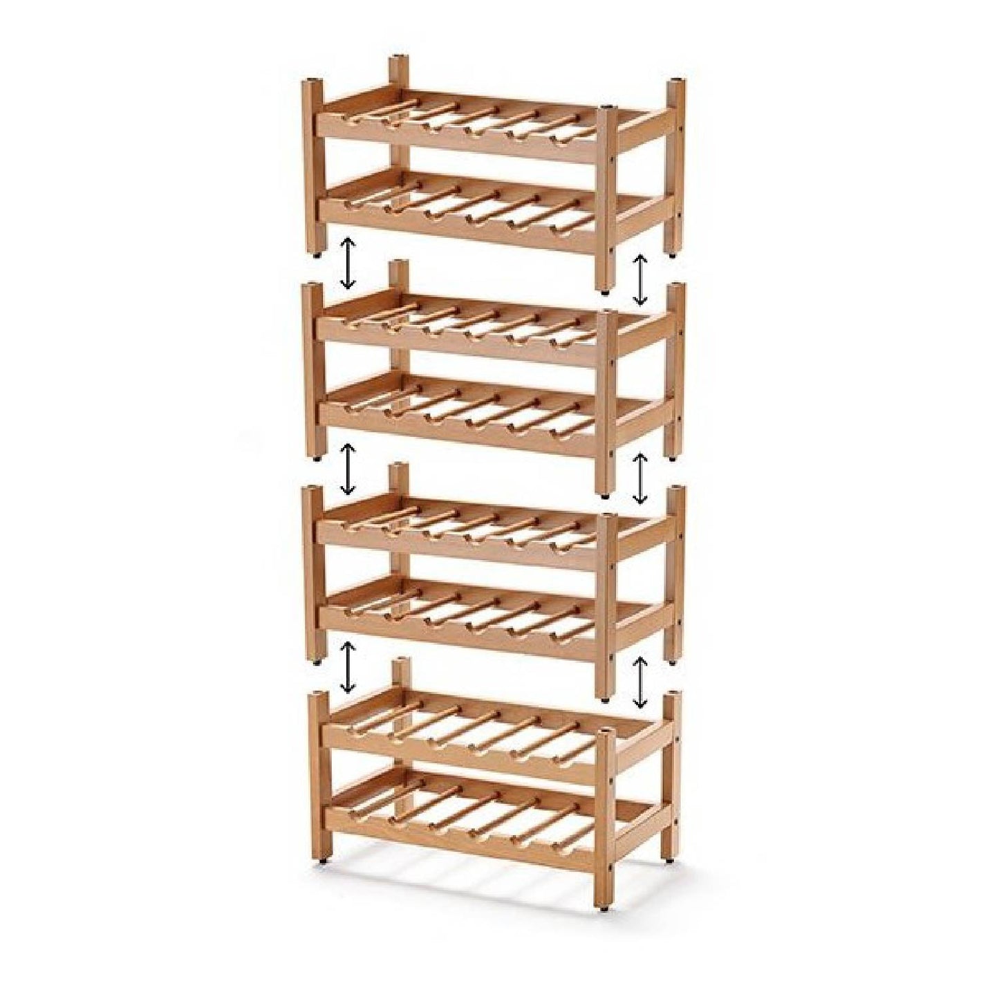 Porta bottiglie vino BIRELLONE, Portabottiglie, Porta bottiglie in legno, 12 spazi, impilabile da 1 a 6, ciliegia, ARIT, 3
