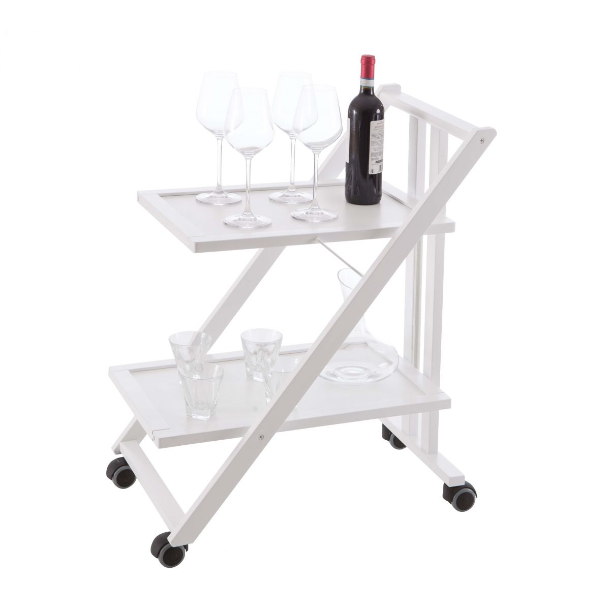 Carrello cucina SIMPATY, Carrello cucina salvaspazio, pieghevole, 2 ripiani, resistente ai graffi, bianco, ARIT, 1