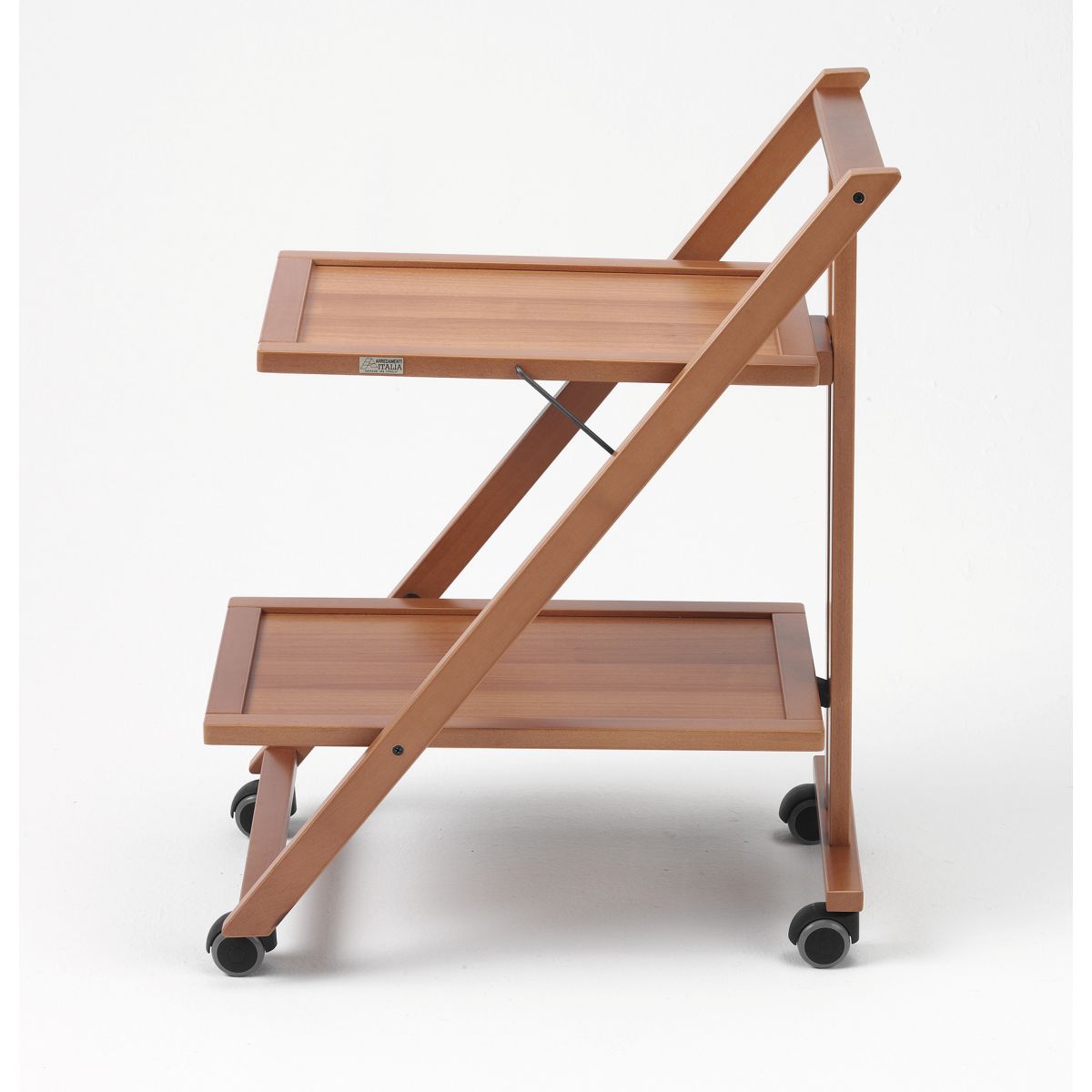 Carrello cucina SIMPATY, Carrello cucina salvaspazio, pieghevole, 2 ripiani, resistente ai graffi, ciliegia, ARIT, 4