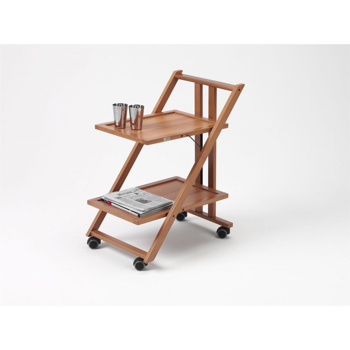 Carrello cucina SIMPATY, Carrello cucina salvaspazio, pieghevole, 2 ripiani, resistente ai graffi, ciliegia, ARIT, 3