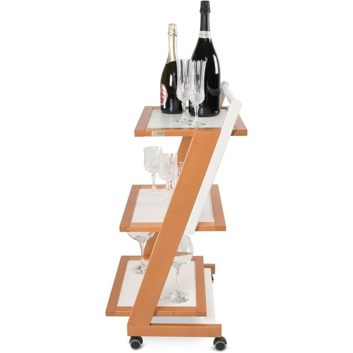 carrello cucina ZORDAN, carrello cucina salvaspazio, 3 ripiani, resistente ai graffi, ciliegia-bianco, ARIT, 3