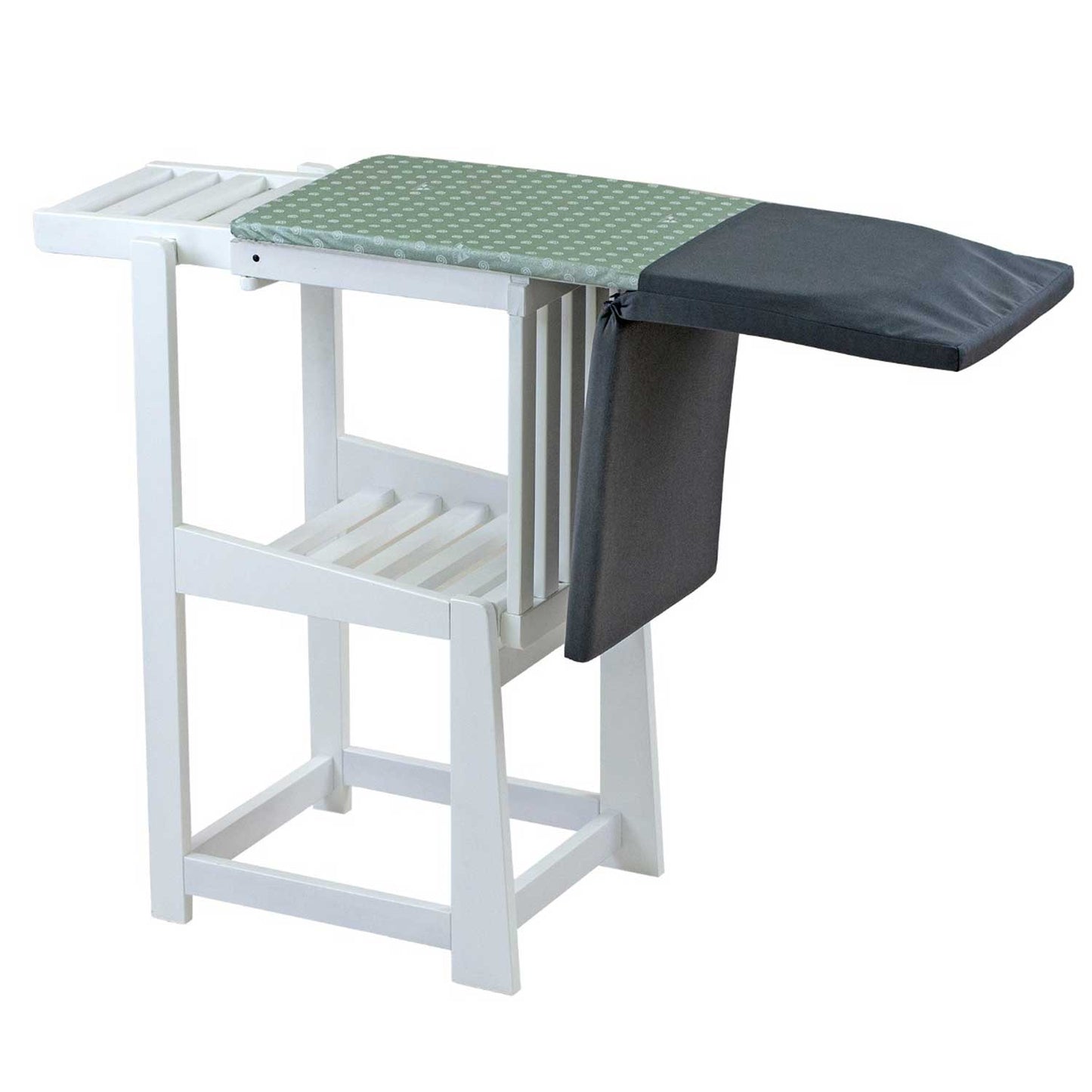 Asse da Stiro Sedia, 2 in 1, Salvaspazio, 81x35cm, Supporto per ferro da stiro, Cuscino, Legno, ARIT SINFONIA - Bianco, 6