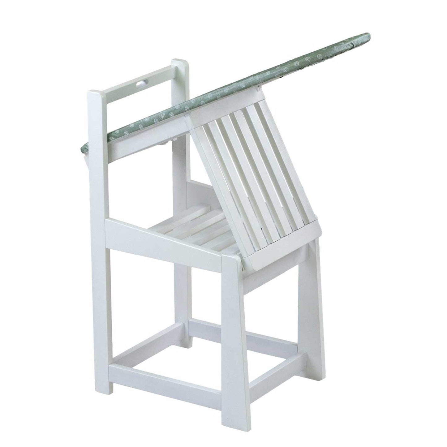 Asse da Stiro Sedia, 2 in 1, Salvaspazio, 81x35cm, Supporto per ferro da stiro, Cuscino, Legno, ARIT SINFONIA - Bianco, 3