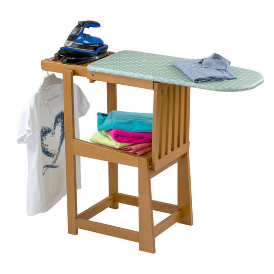 Asse da Stiro Sedia, 2 in 1, Salvaspazio, 81x35cm, Supporto per ferro da stiro, Cuscino, Legno, ARIT SINFONIA - Ciliegio, 2
