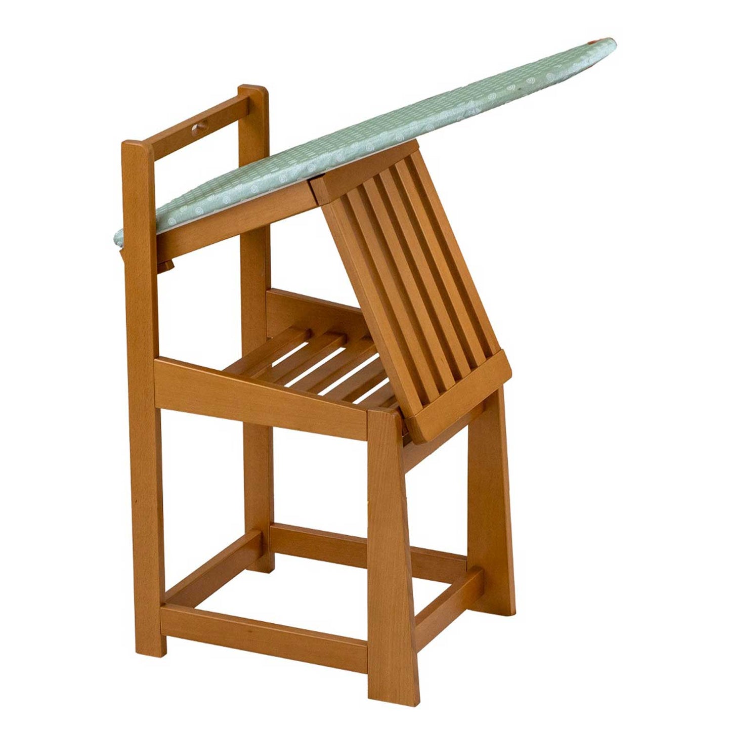Asse da Stiro Sedia, 2 in 1, Salvaspazio, 81x35cm, Supporto per ferro da stiro, Cuscino, Legno, ARIT SINFONIA - Ciliegio, 3