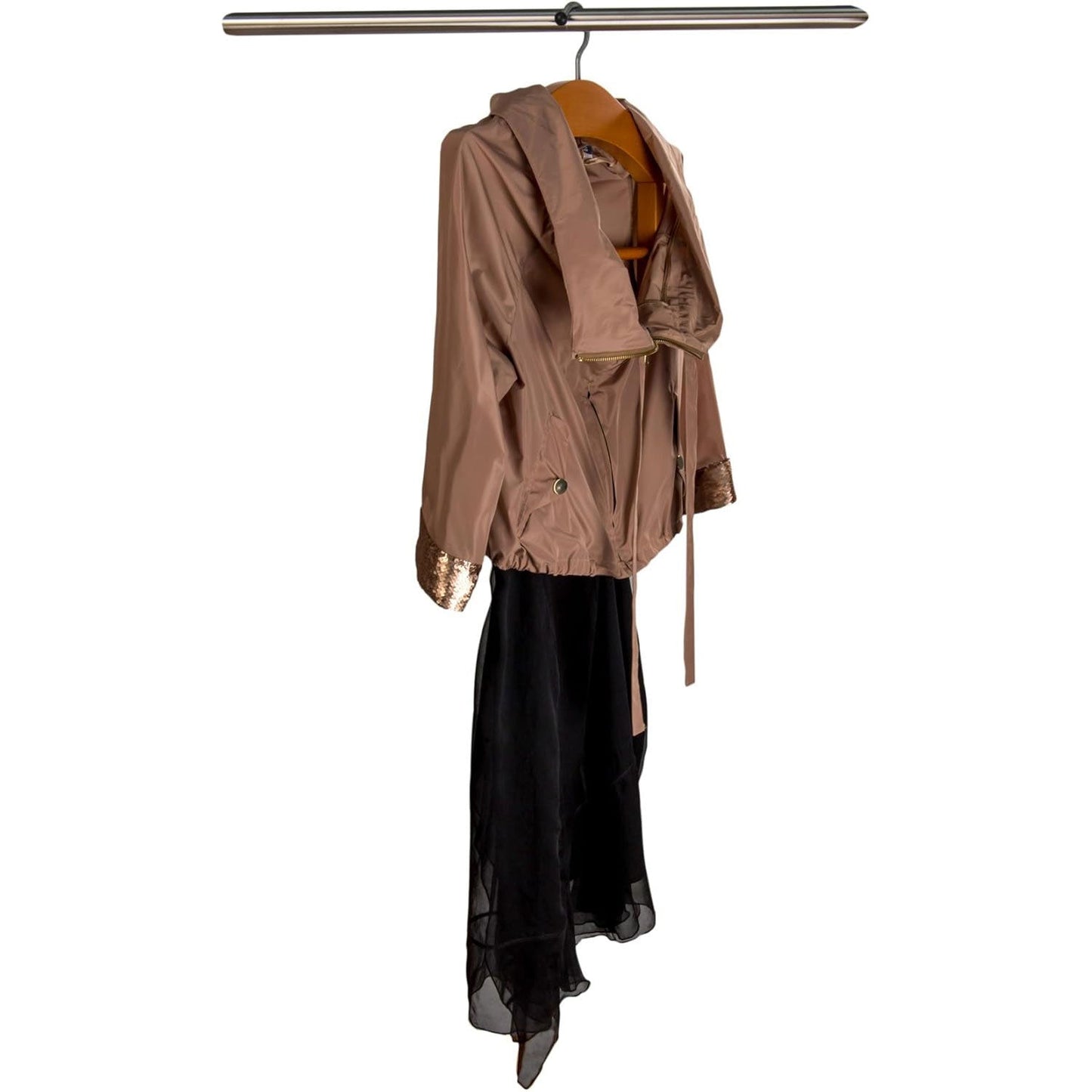 Grucce per abiti MILADY, Grucce salvaspazio, in legno, 2 supporti e clip per gonne, 100% originale fatto in Italia, ciliegia, ARIT, 4