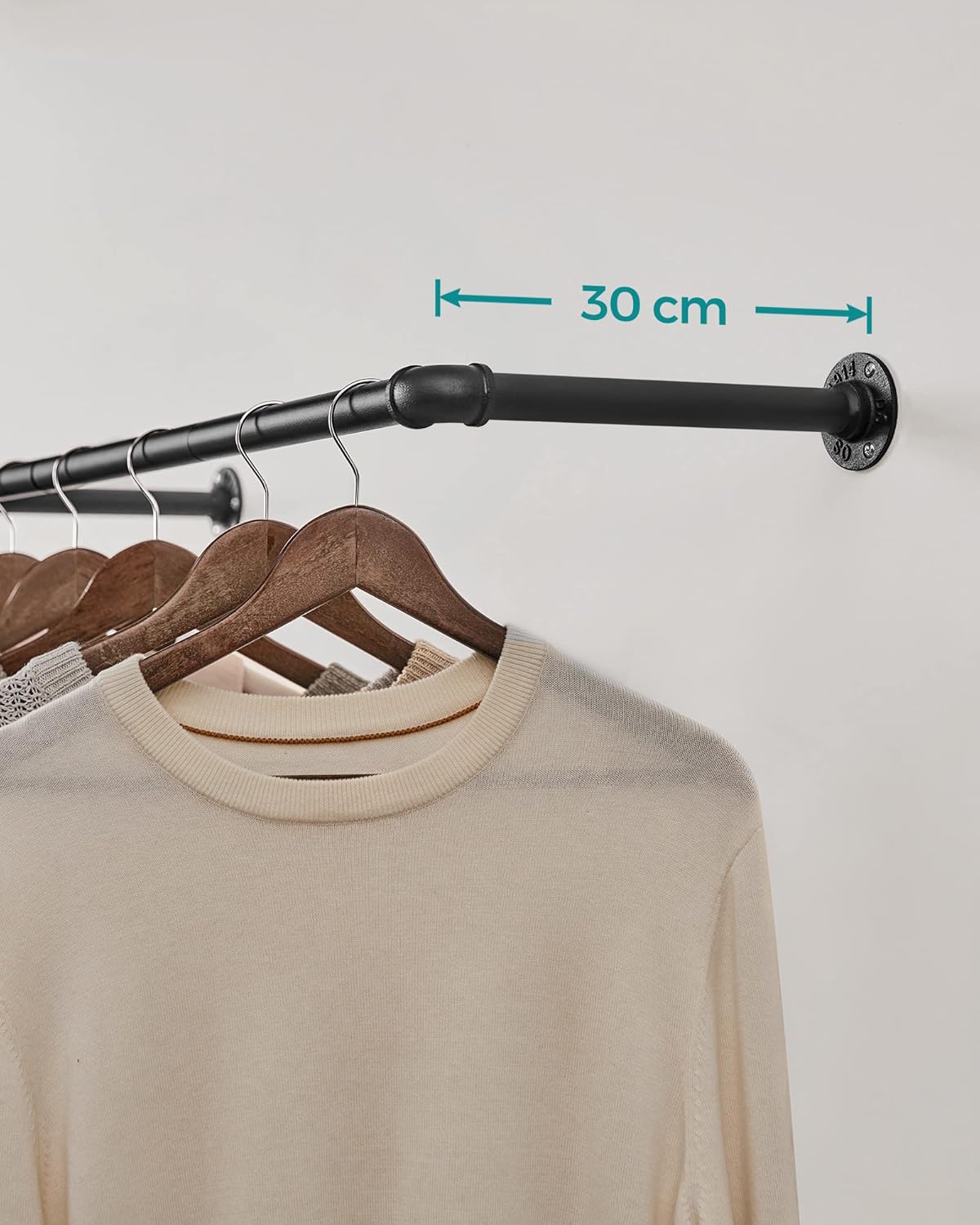 Attaccapanni da Parete, Set di 2, Appendiabiti a Muro, Salvaspazio, Portata di 50 kg, Stile Industriale, Nero, , Songmics, 4