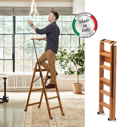 Scaletta Pieghevole, Scale Pieghevoli per Casa, Scala Richiudibile, Scaletta legno, ARIT TUSCANIA