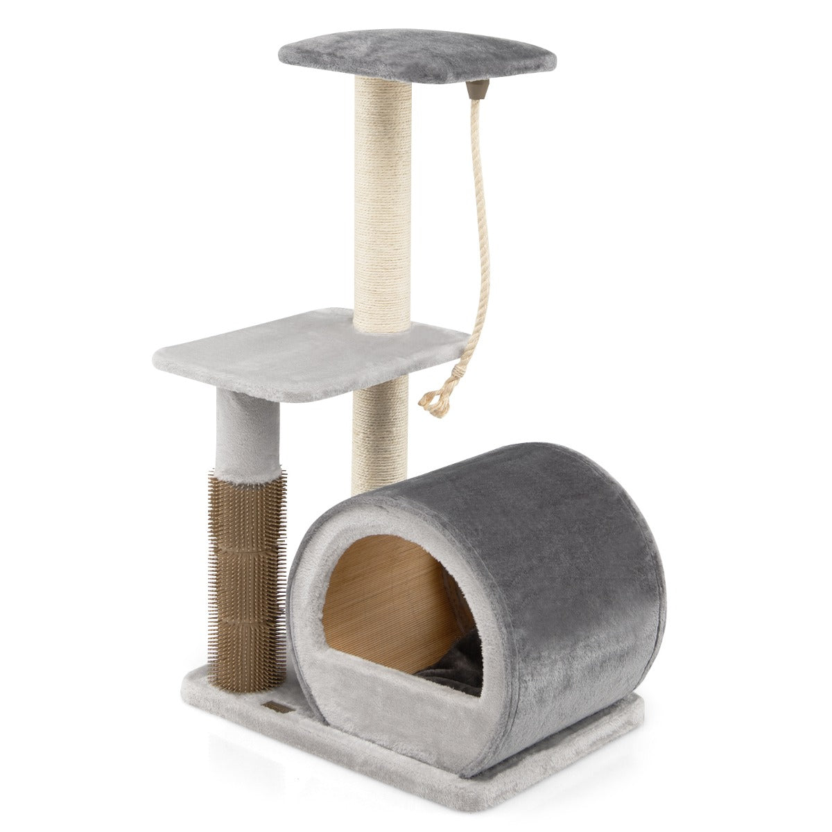 Albero per Gatti, Torre per Gatti, Tiragraffi per Gatti Multilivello con Amaca e Casetta, Grigio, Costway, 2