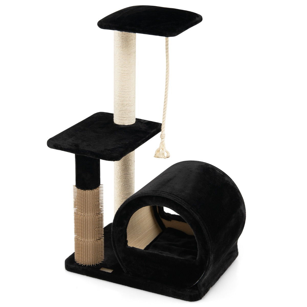 Albero per Gatti, Torre per Gatti, Tiragraffi per Gatti Multilivello con Amaca e Casetta, Albero del Gatto, Nero, Costway, 2