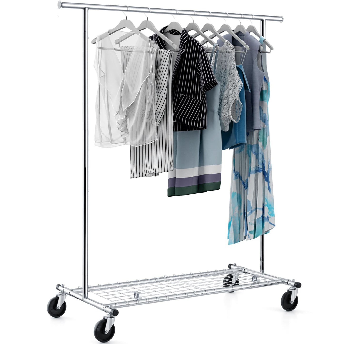 Heavy Duty Clothes Rail, Industrial Clothes Rail, Hanging, Extendable Clothes Rail, Foldable, on Wheels, Tatkraft Duncan, o