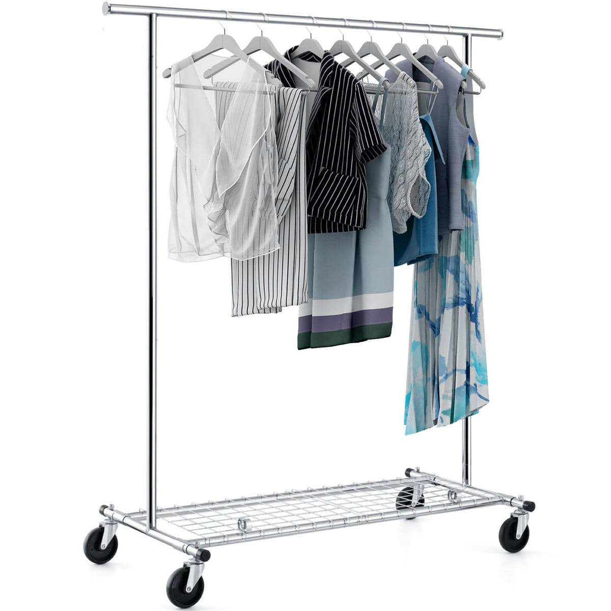 Heavy Duty Clothes Rail, Industrial Clothes Rail, Hanging, Extendable Clothes Rail, Foldable, on Wheels, Tatkraft Duncan, o