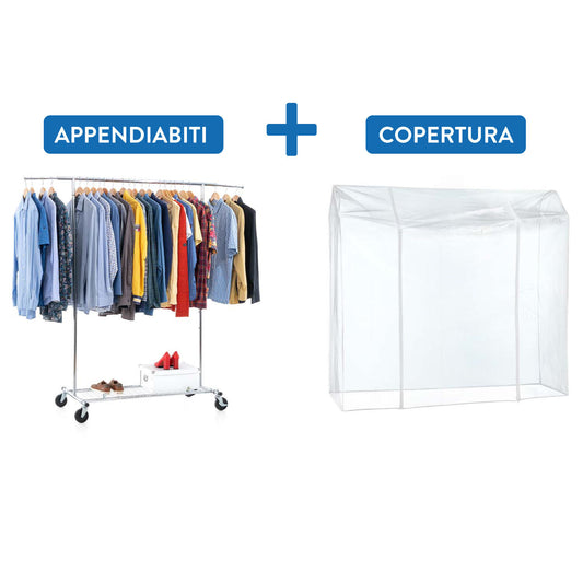 Armadio Tessuto, Rella Appendiabiti, con Ruote, Appendiabiti Robusto + Сopertura Appendiabiti, Tatkraft Duncan & Big, 2