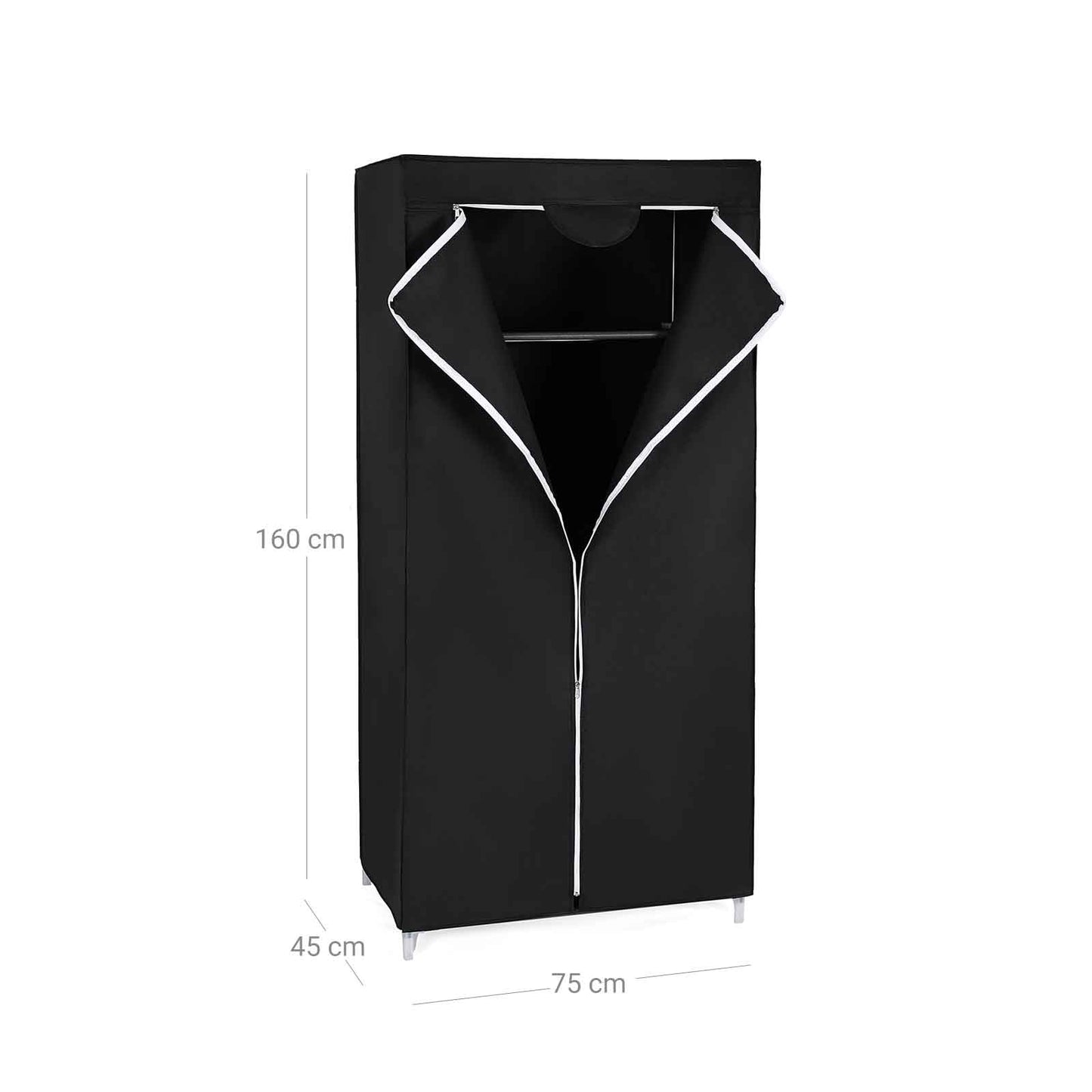 Armadio in Tessuto, Armadio portatile, Armadio pieghevole con asta di sospensione, Nero, SONGMICS, 8