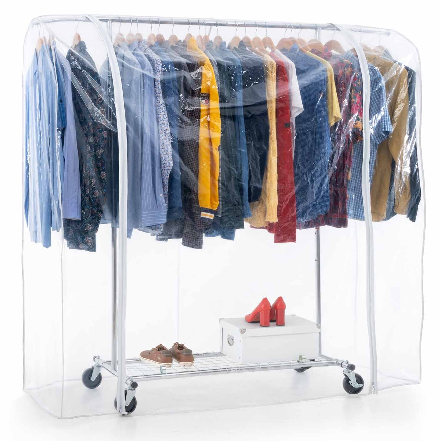Tidyard Armadio Moderno con Ruote - Guardaroba con Appendiabiti e Ripiani per Camera da Letto, Truciolato 80x40x110 cm Tidyard Armadio Moderno con Ruote - Guardaroba con Appendiabiti e Ripiani per Camera da Letto, Truciolato 80x40x110 cm