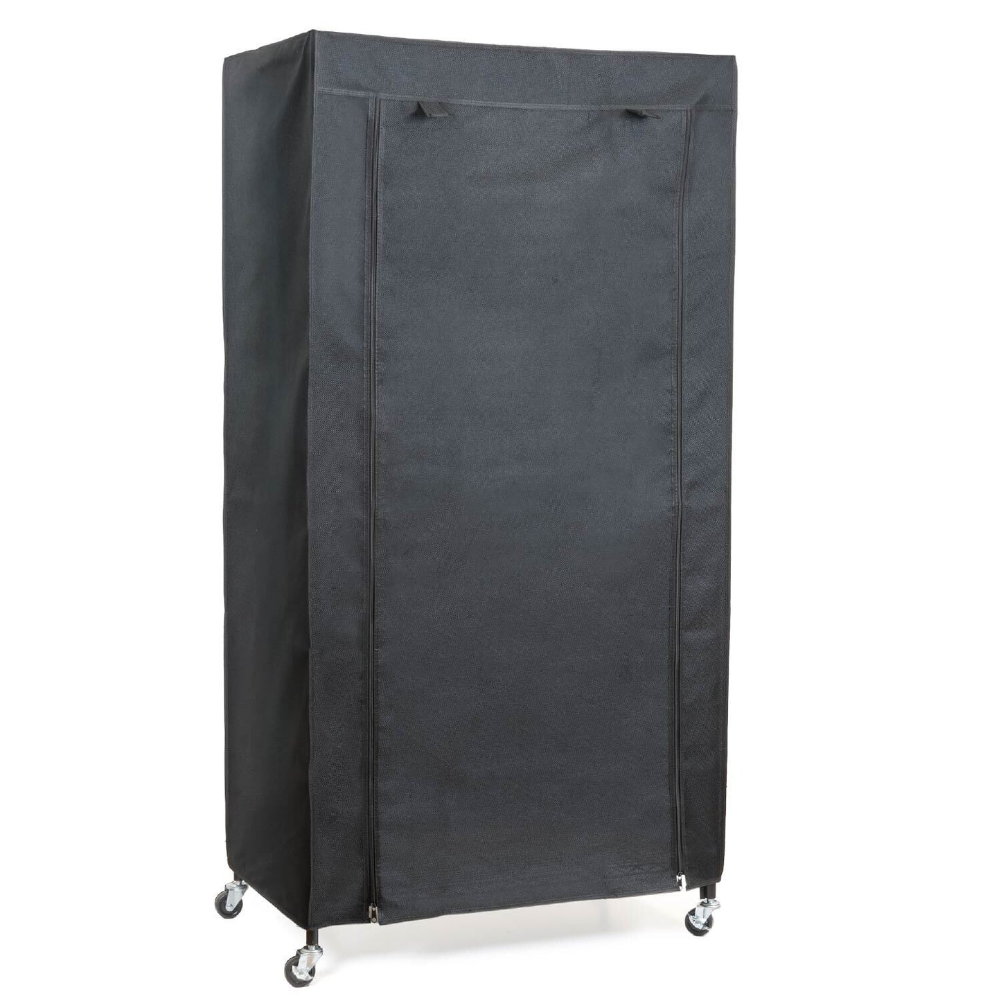 Armadio in Tessuto, Resistente, portata 70 kg, Armadio portatile, Appendiabiti con Ruote, Copertura Lino Nero, art moon Buffalo, 4