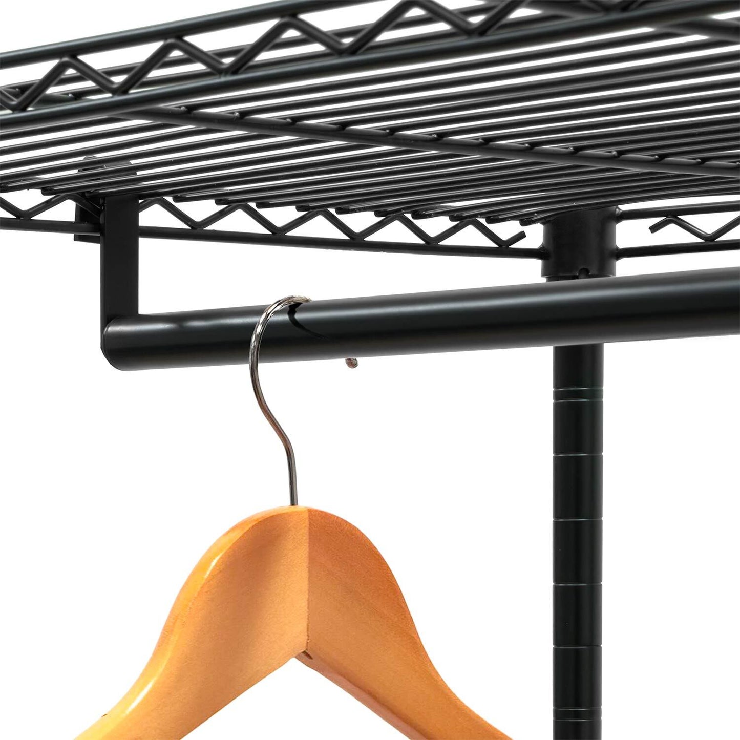 Armadio in Tessuto, Resistente, portata 70 kg, Armadio portatile, Appendiabiti con Ruote, Copertura Lino Nero, art moon Buffalo, 7