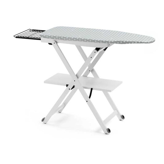 Asse da stiro STIROCOMODO, Altezza regolabile: 84-88-91-93 cm, ruote alla base, portaferro scorrevole - Colore bianco, 2