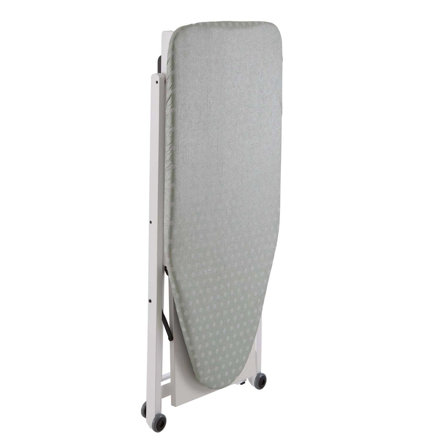 Asse da stiro STIROCOMODO, Altezza regolabile: 84-88-91-93 cm, ruote alla base, portaferro scorrevole - Colore bianco, 5