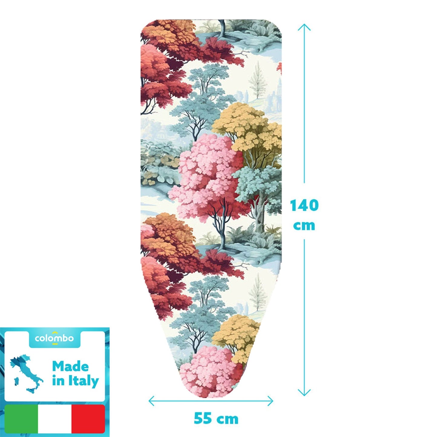 Copriasse da stiro, 140x55 cm, 2 strati, Cotone 100% e mollettone, Made in Italy, Sistema a clip, Colombo Autumn Vibes, 3