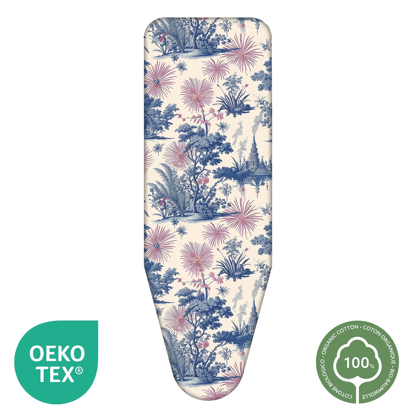 Colombo Spring Blossom - Copriasse da stiro, 140x55 cm, 2 strati, Cotone 100% e mollettone, Made in Italy, Resistente al calore, Sistema a clip