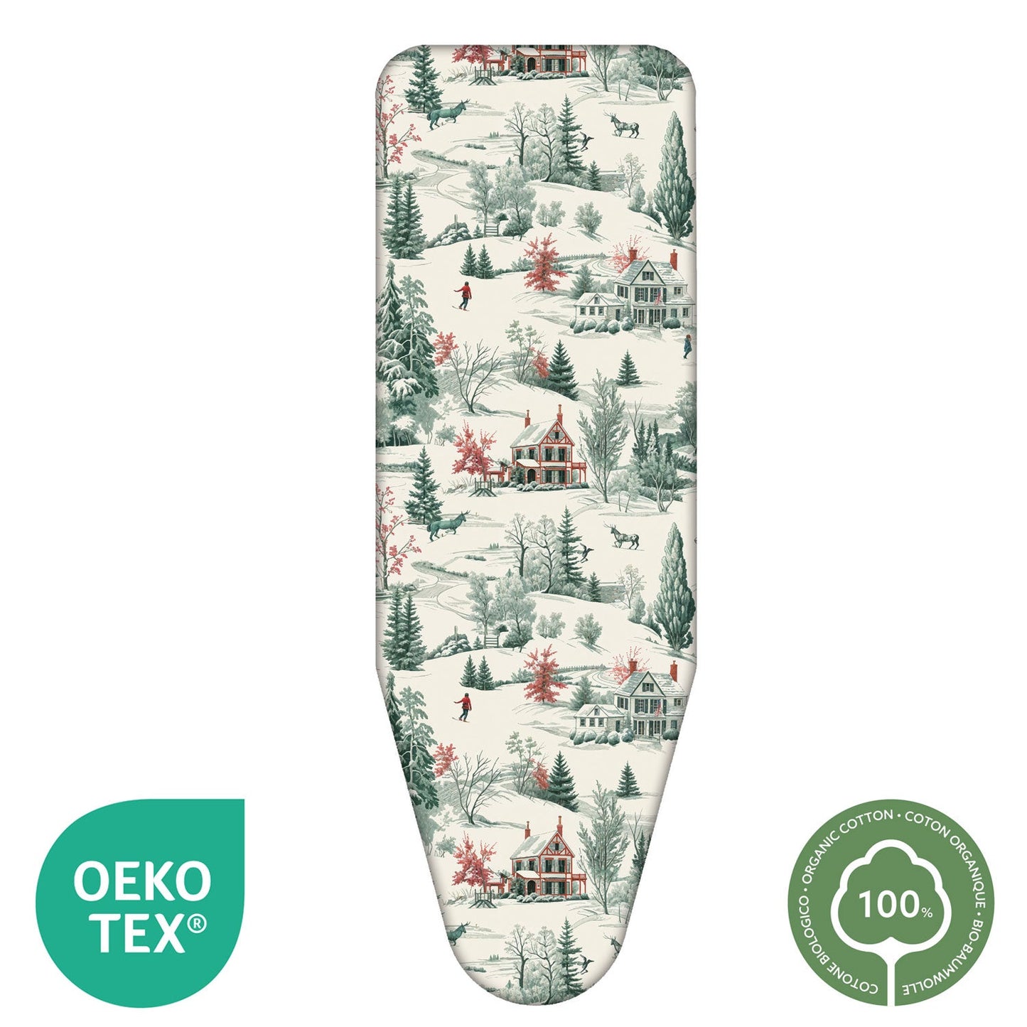 Copriasse da stiro, 140x55 cm, 2 strati, Cotone 100% e mollettone, Made in Italy, Sistema a clip, Colombo Winter Alps, 2