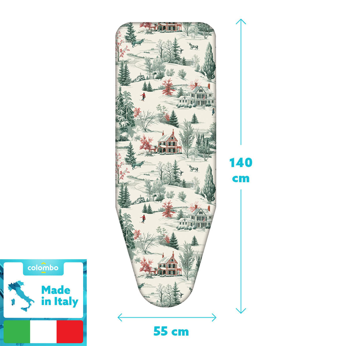 Copriasse da stiro, 140x55 cm, 2 strati, Cotone 100% e mollettone, Made in Italy, Sistema a clip, Colombo Winter Alps, 3
