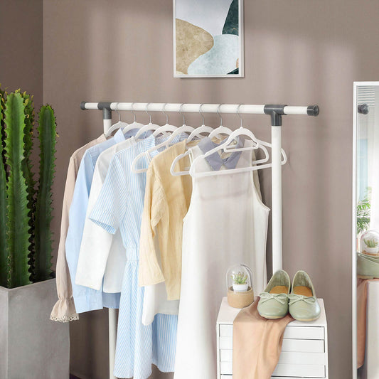 Grucce per Abiti, 50 Pezzi, 43,5cm, Gancio Girevole, Grucce per Pantaloni, Antiscivolo, in Velluto, Bianco e Argento, , Songmics, 2