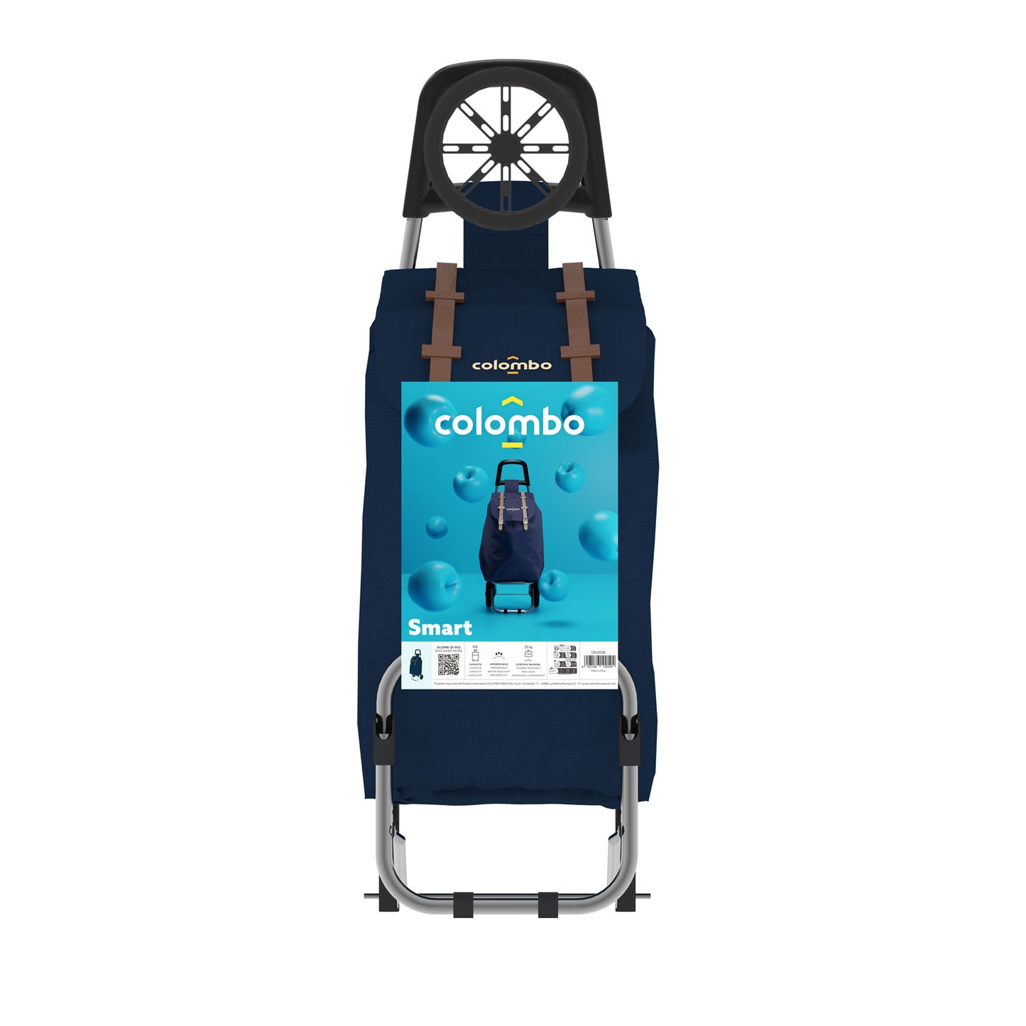Carrello spesa, Capacità 40 L, Carrello Portaspesa, Borsa in poliestere impermeabile, Blu scuro, Colombo SMART, 2
