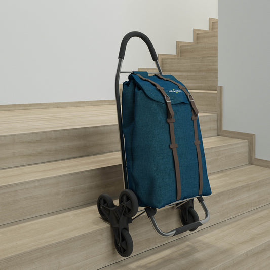 Carrello spesa, Capacità 50 L, Carrello Portaspesa, Borsa in poliestere impermeabile, Blu navy, DAKAR 3