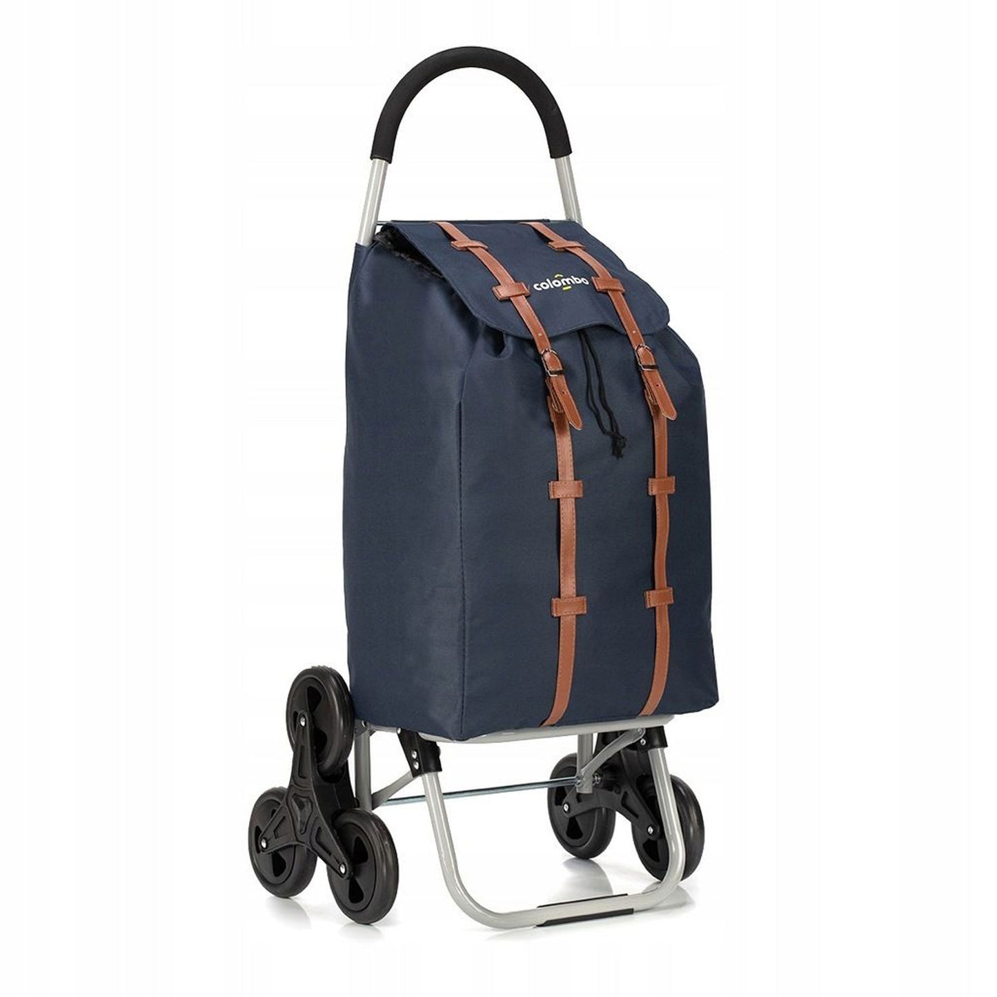 Colombo DAKAR 3 - Carrello spesa, Capacità 50 L, Carrello Portaspesa, con 6 ruote per scale, pieghevole, Borsa impermeabile, Blu navy