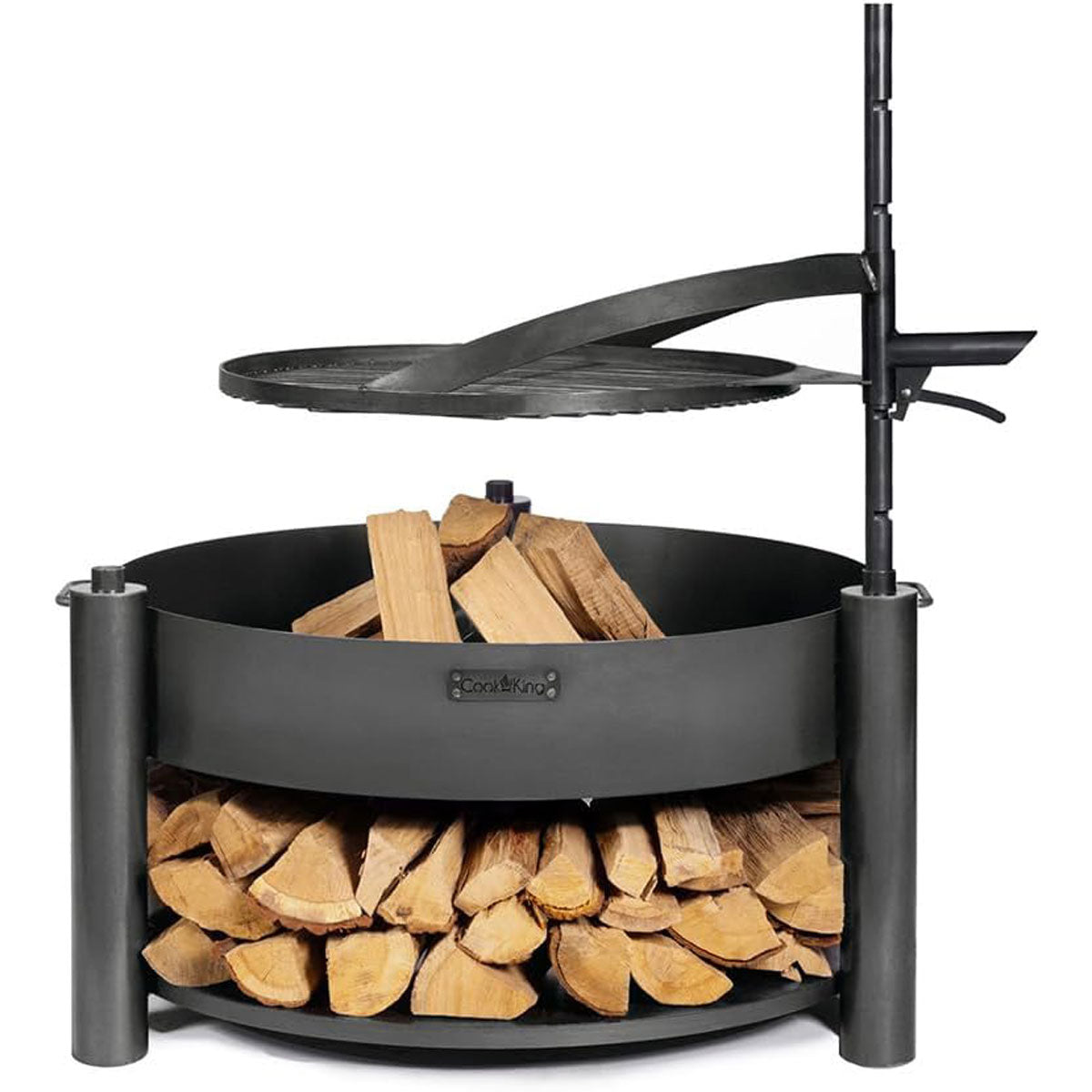 Braciere da giardino, con griglia multifunzione, braciere, griglia in acciaio, supporto verticale regolabile, Cook King, 3