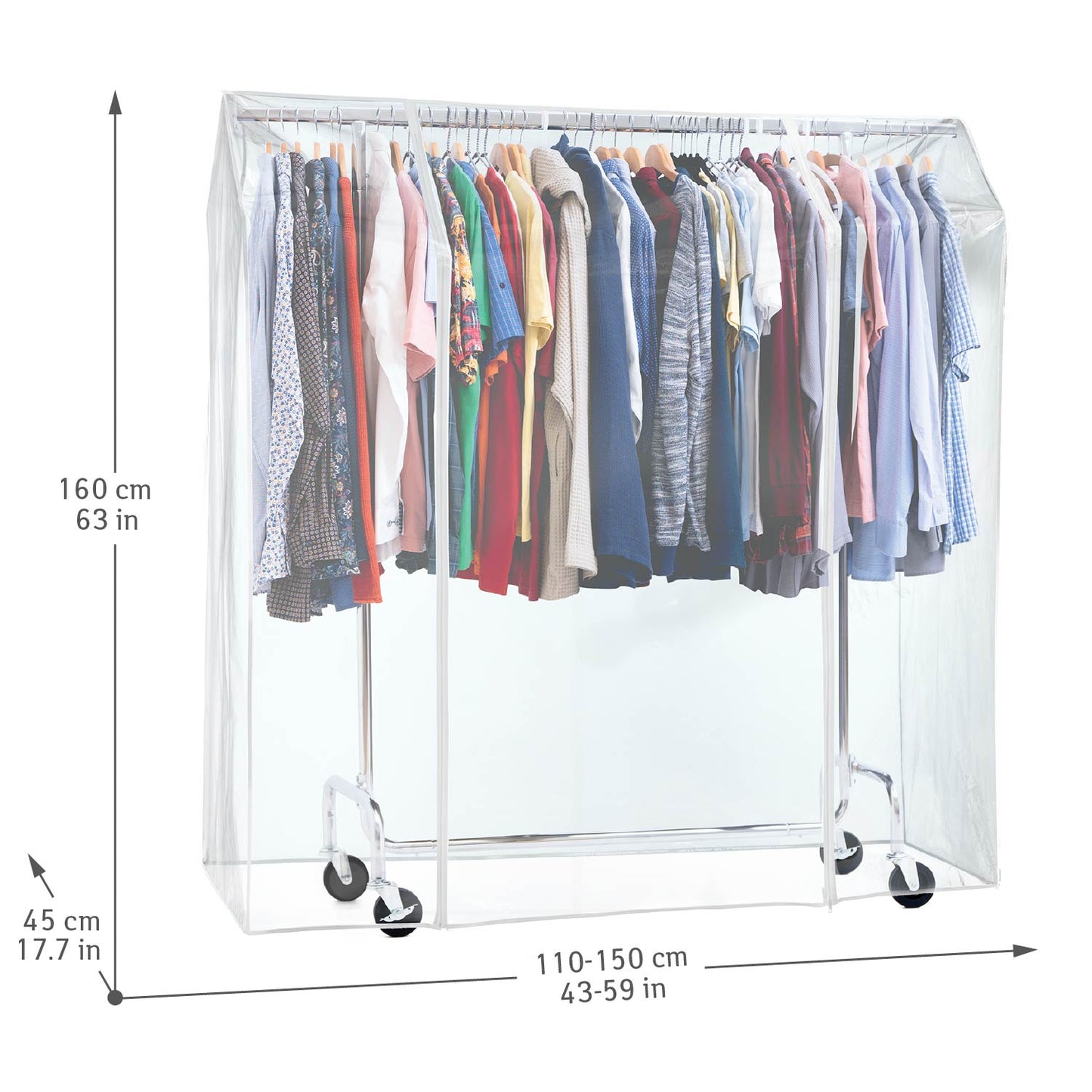 Stand Appendiabiti Professionale, con Copertura, Portata 130 kg, con Ruote, Acciaio Cromato, Tatkraft Didrik & Schild, 2