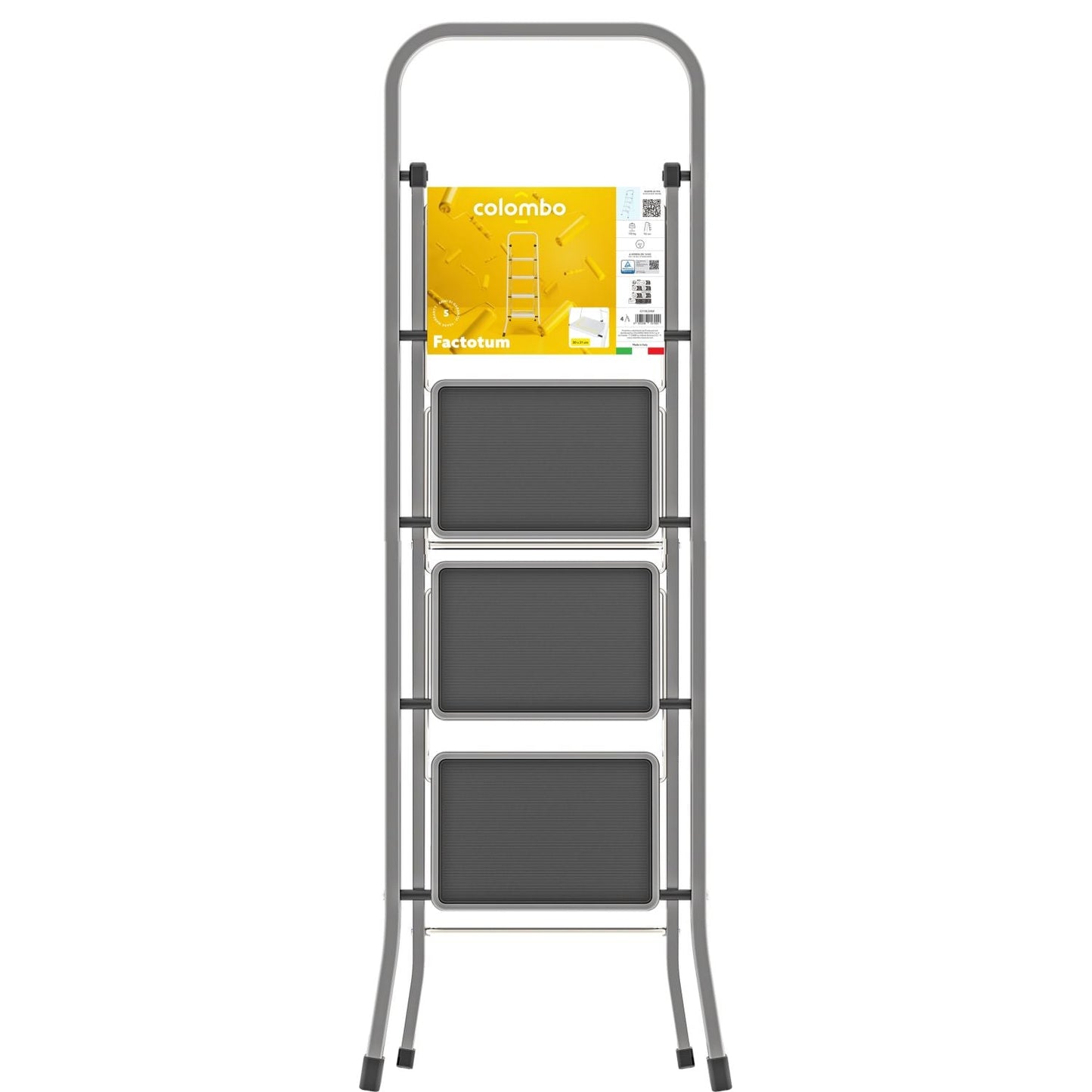 Scaletta, Scala 4 gradini, Scala a Pioli, Scaletta Pieghevole, dimensione gradino 30x21cm, Colombo FACTOTUM ALLUMINIO , 3