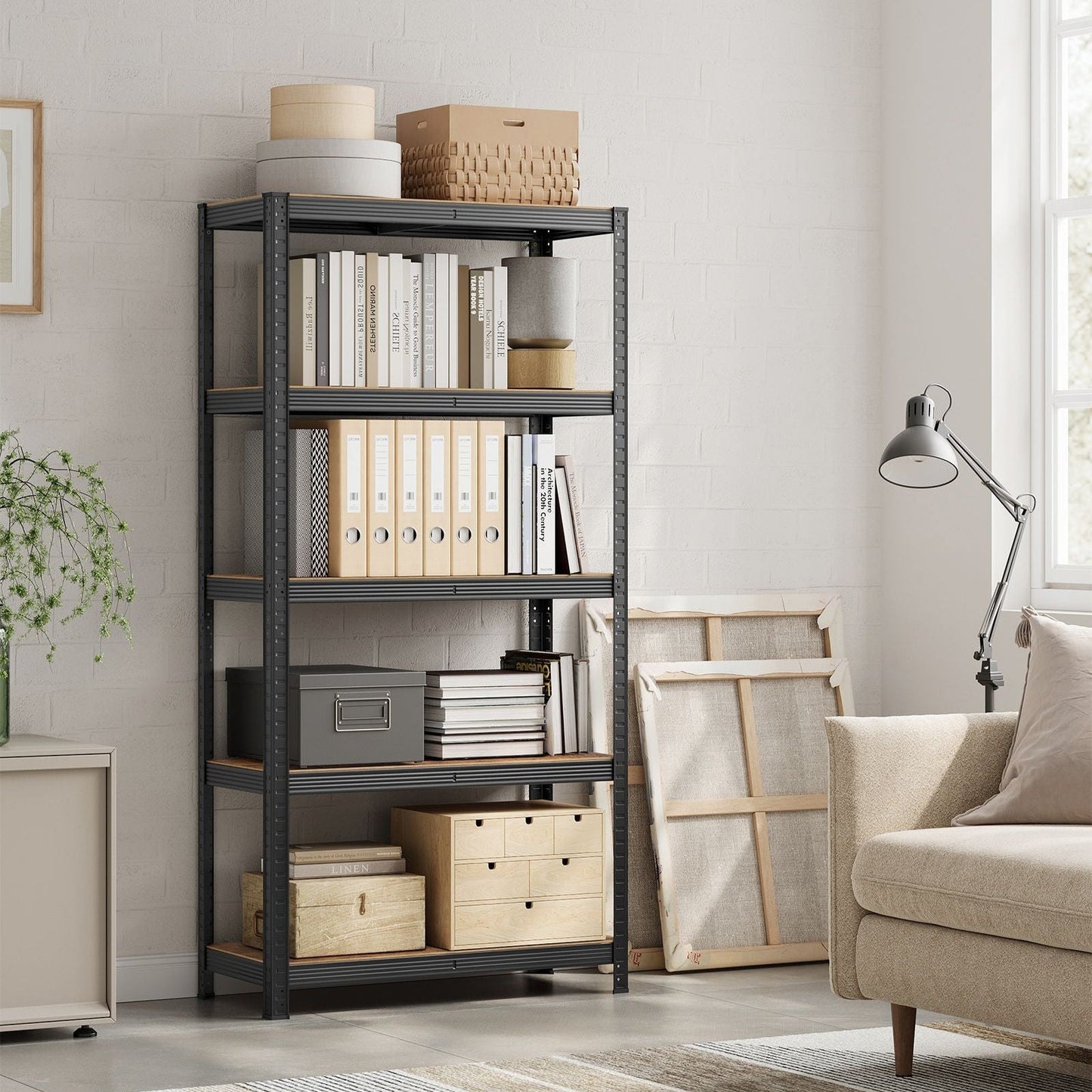 Scaffalatura, Scaffali, 40 x 80 x 160 cm, Max Carico di 520 kg Scaffalature Metalliche, Marrone Vintage e Nero, Songmics, 1