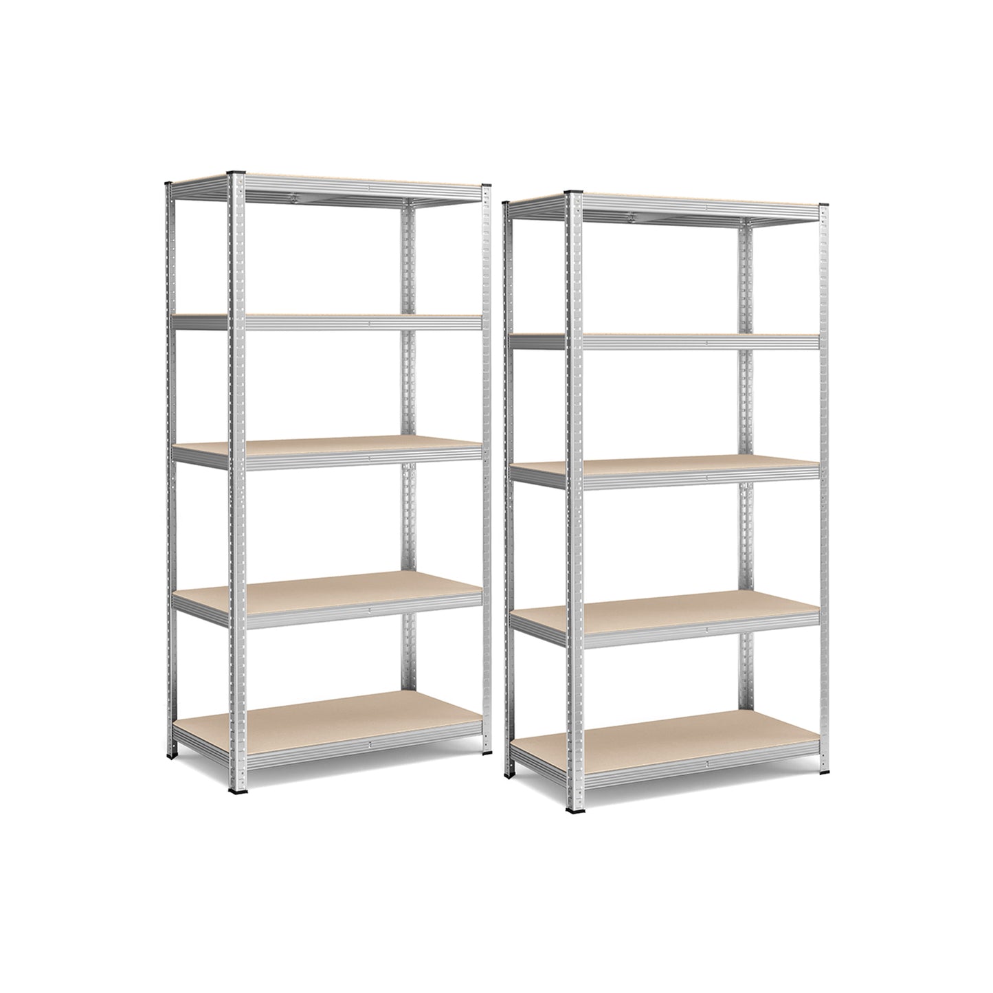 Scaffalatura, Set di 2, Scaffali, 5 Ripiani, Scaffale metallo, Scaffalature industriali, Portante 600 kg, 50 x 100 x 200 cm, Argento, Songmics, 2